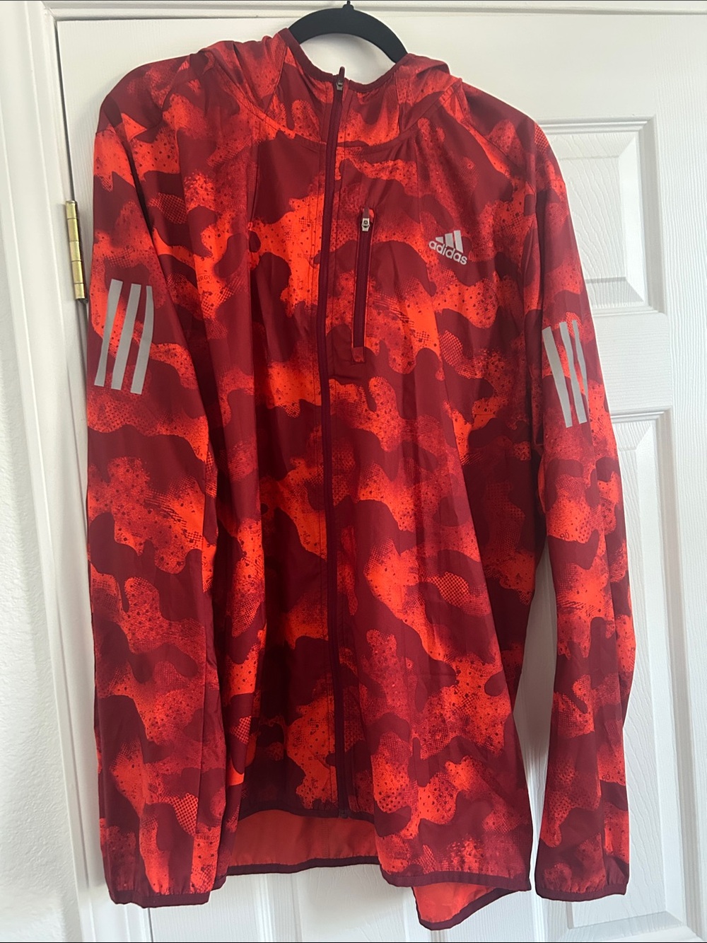 adidas Red & Dark Red Camo Hooded Windbreaker